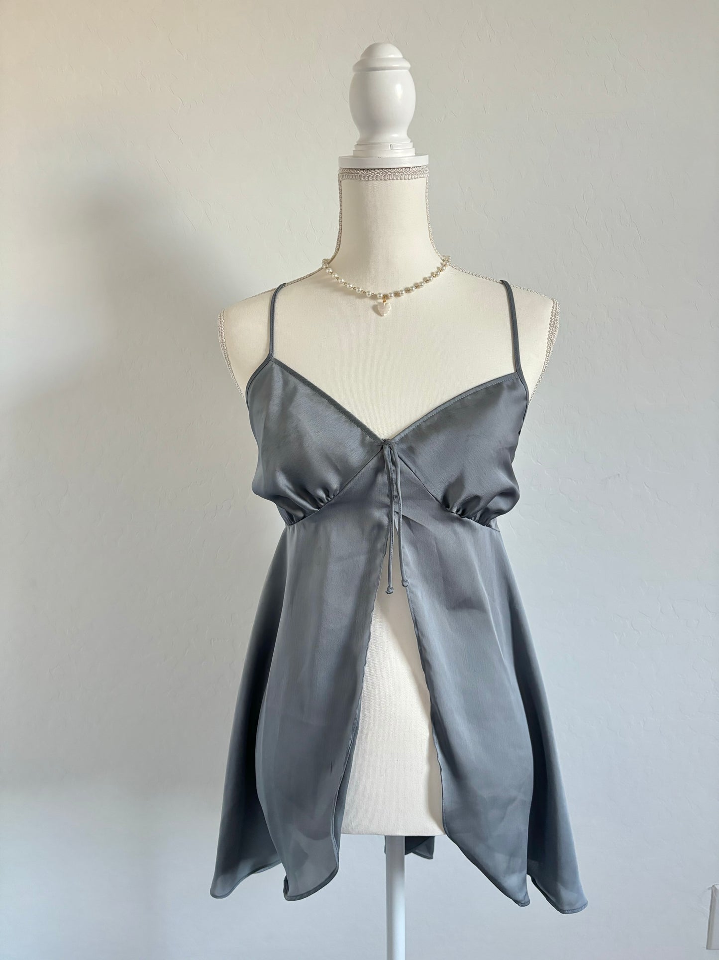 Vintage Cinema Etoile Grey Fly-Away Mini Lingerie Dress (Large)