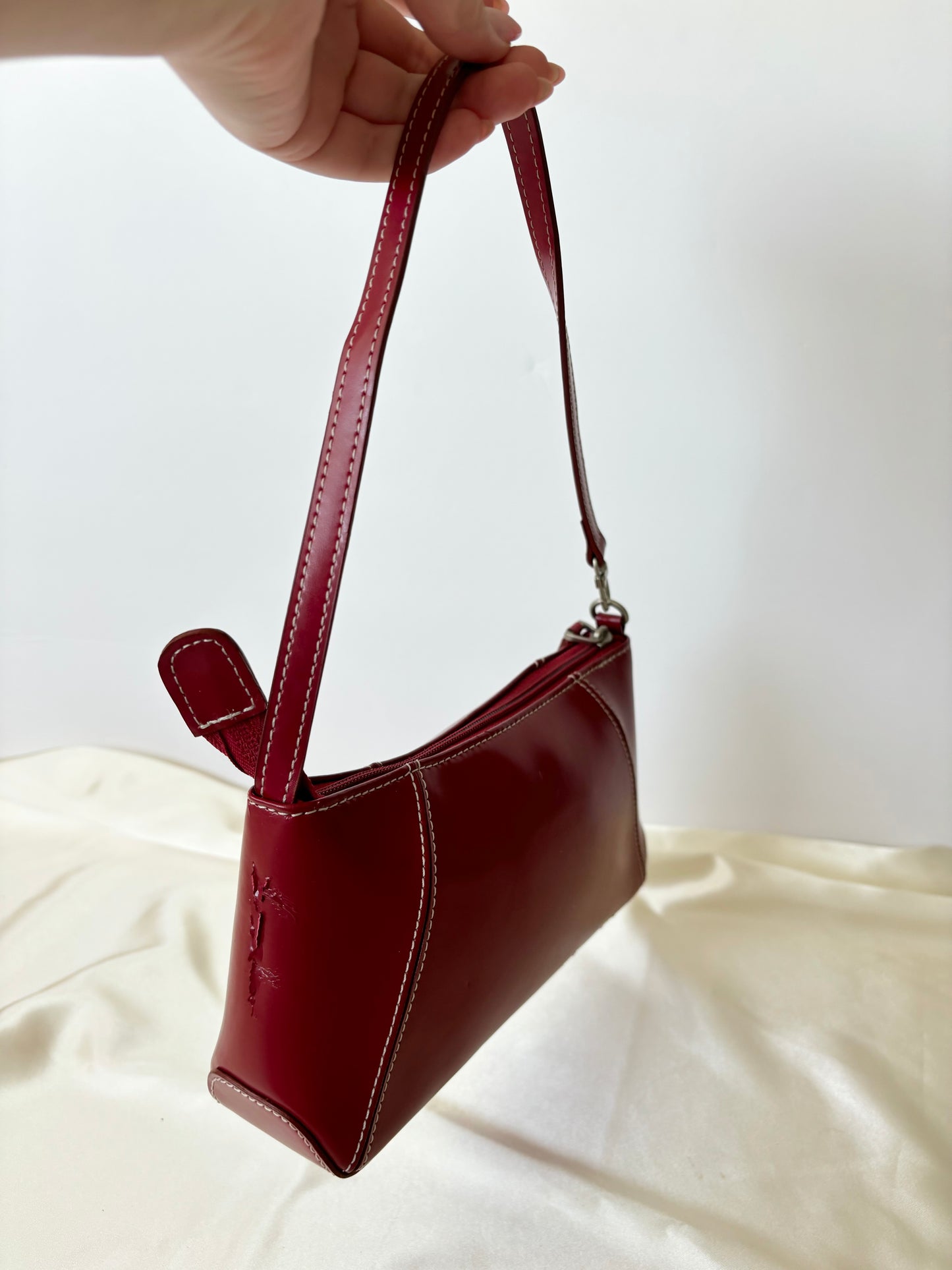 Faux Leather Red Mini Shoulder Bag