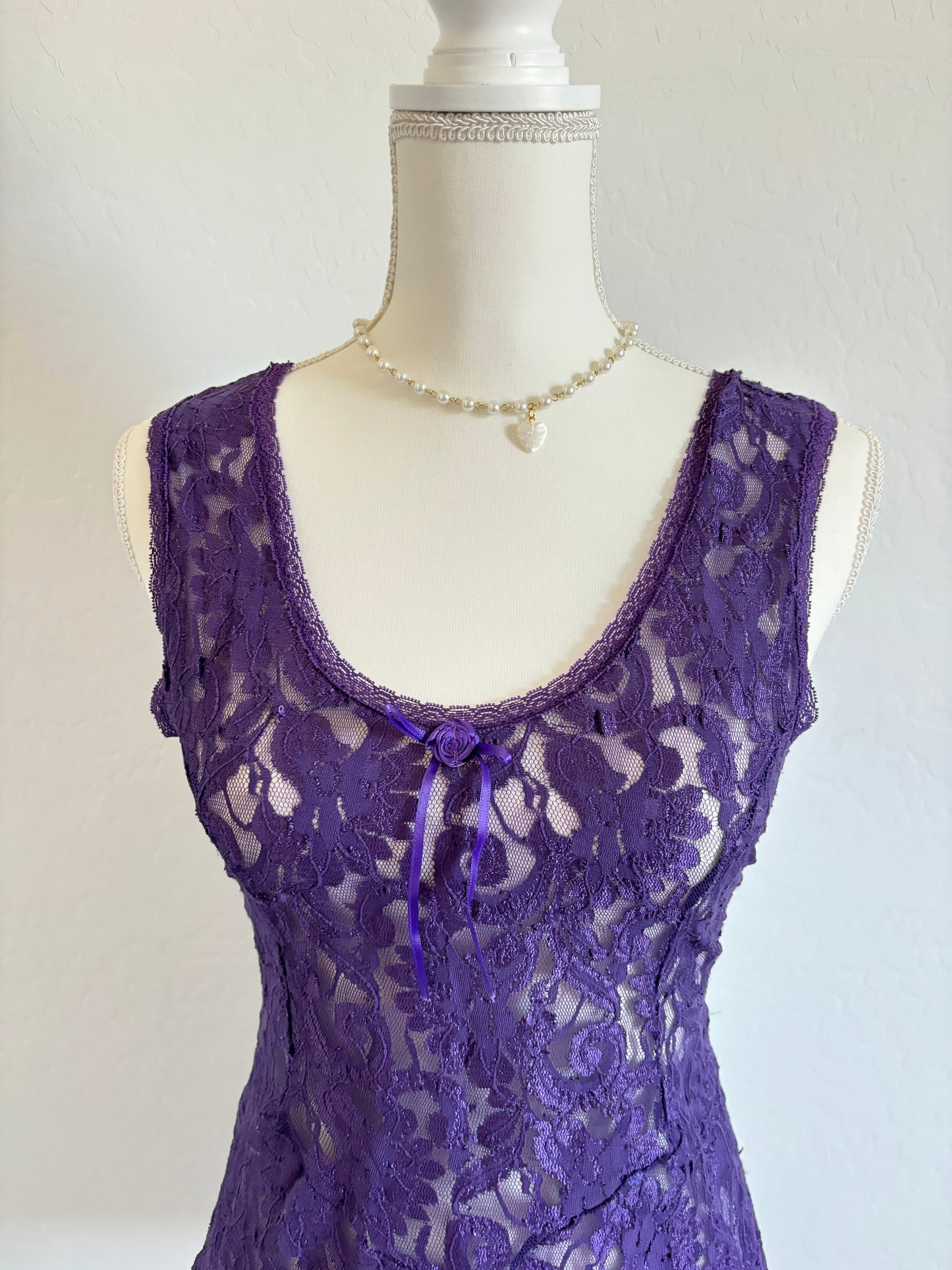 Vintage Sugar Plum Lace Babydoll Lingerie Dress (Medium)