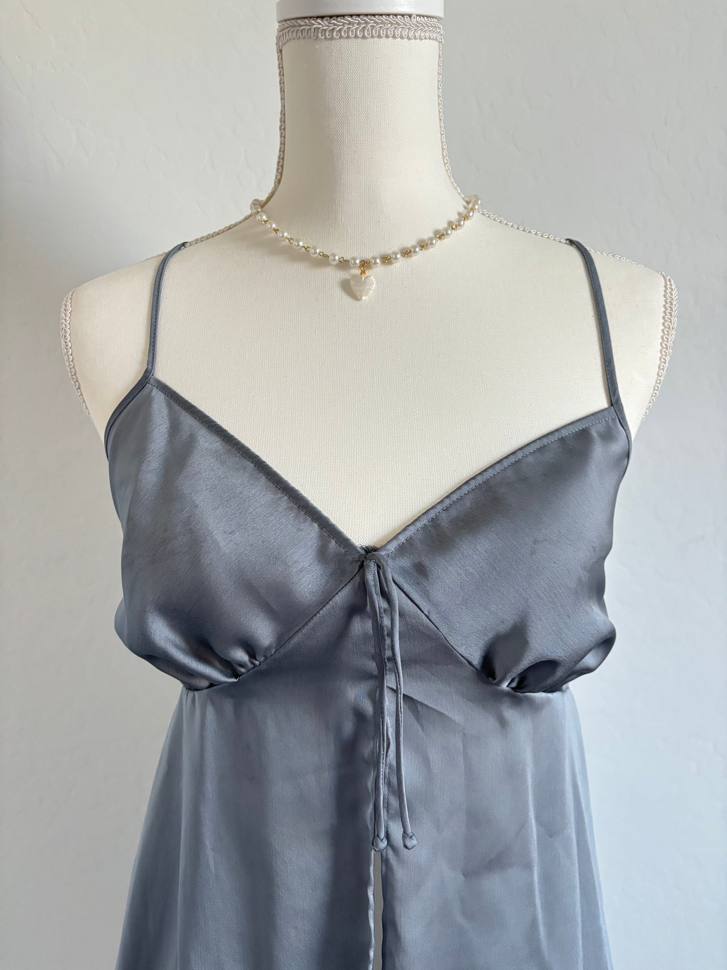 Vintage Cinema Etoile Grey Fly-Away Mini Lingerie Dress (Large)