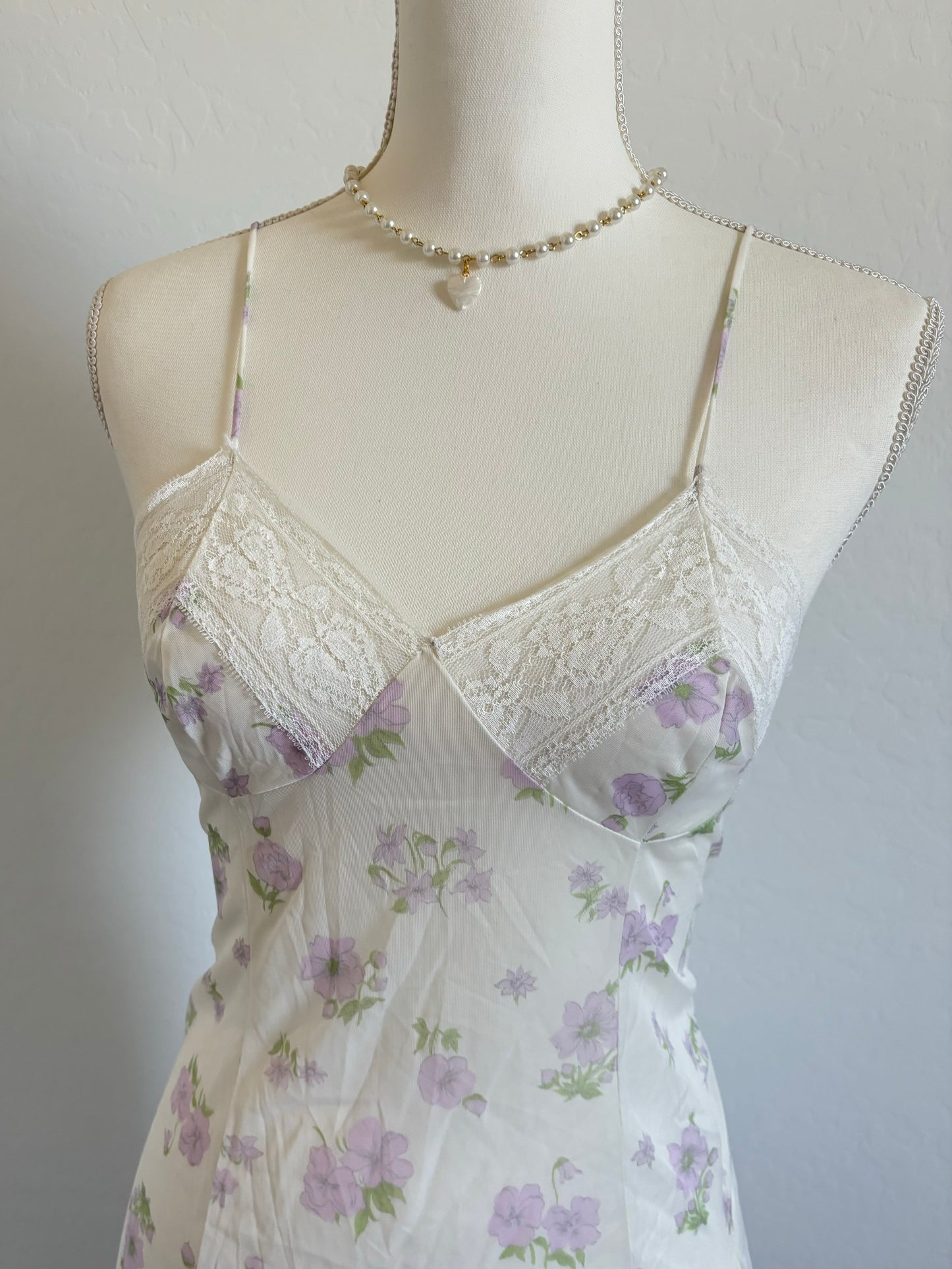 Vintage Pastel Floral Sheer 80’s Lingerie Dress (Small)