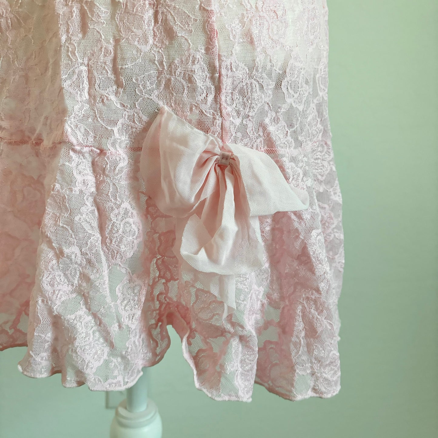 Vintage Lace Pastel Pink Babydoll Dress (Large)