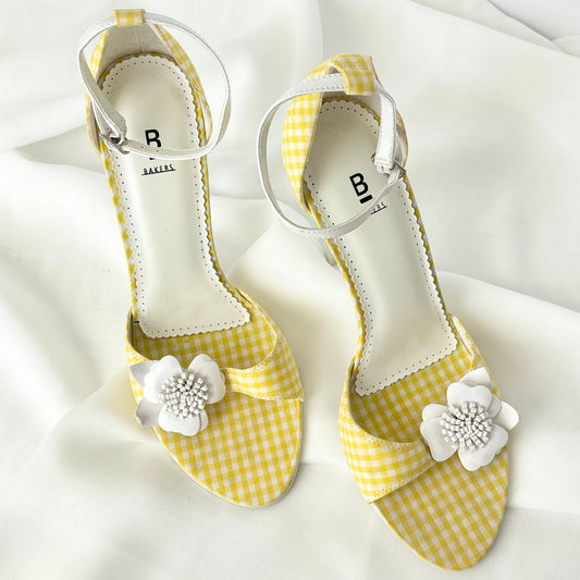 Vintage Gingham Yellow Floral Heels (8)