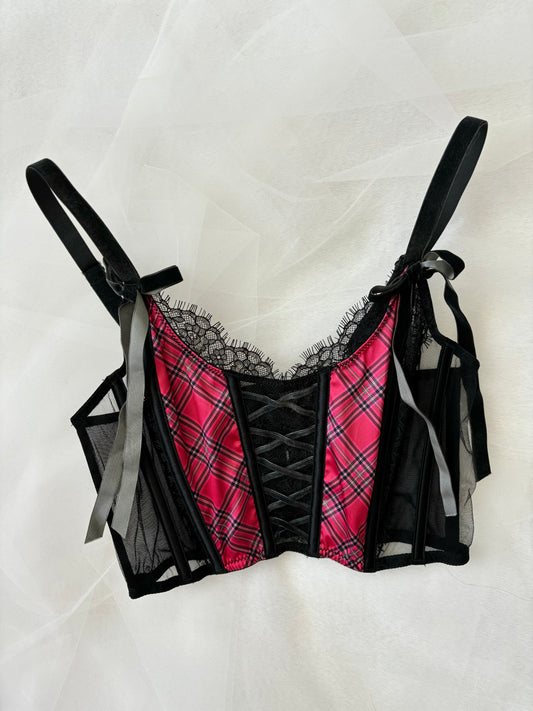 Victoria’s Secret Holiday Plaid Corset Red Top (Small)