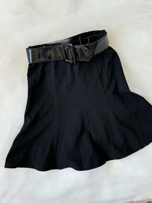 Vintage A-Line Black Belted Skirt (Extra Extra Small)