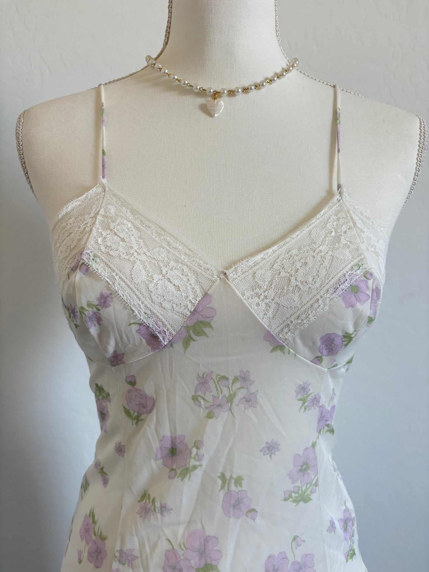 Vintage Pastel Floral Sheer 80’s Lingerie Dress (Small)