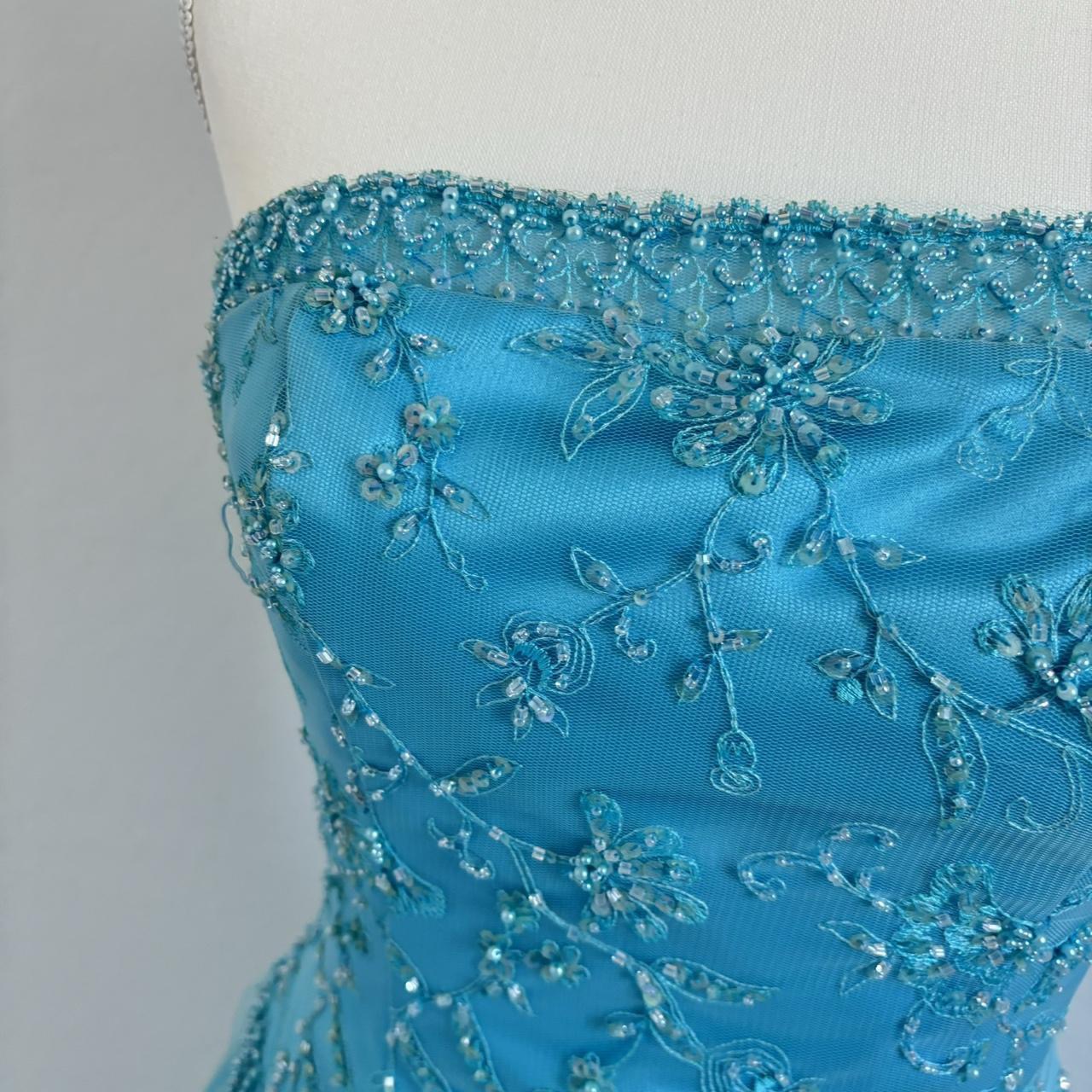 90’s Vintage Beaded Ball Gown Prom Dress (Extra Small)