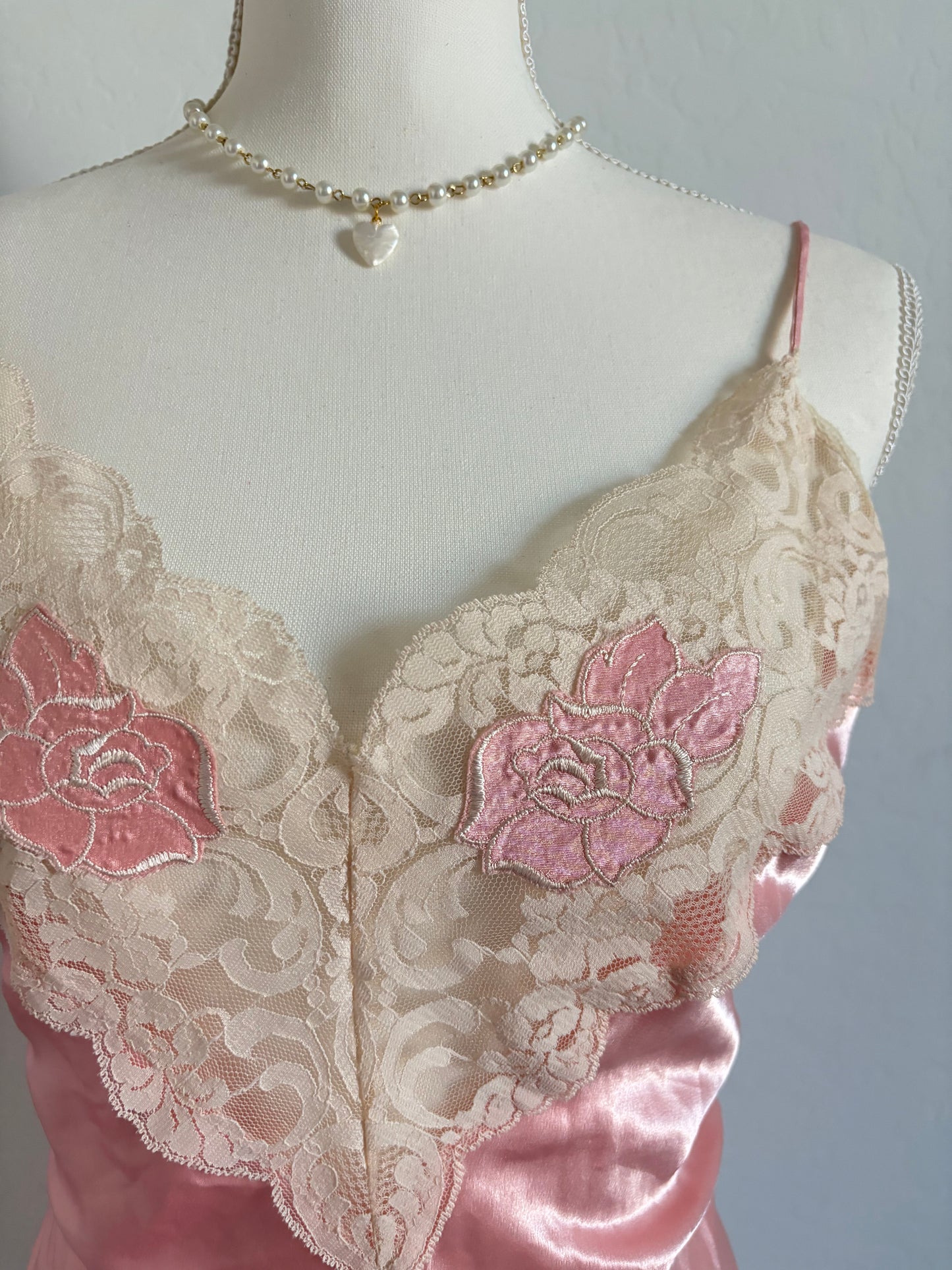 Vintage Silky Pink 1970’s Lingerie Dress (Medium)