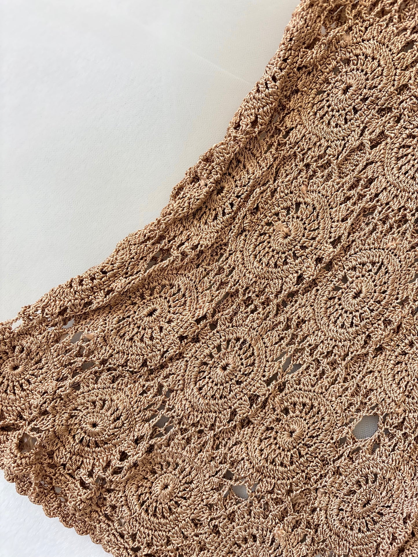 Vintage Brown Crochet Knit Tank See Through Tank Top (Small)