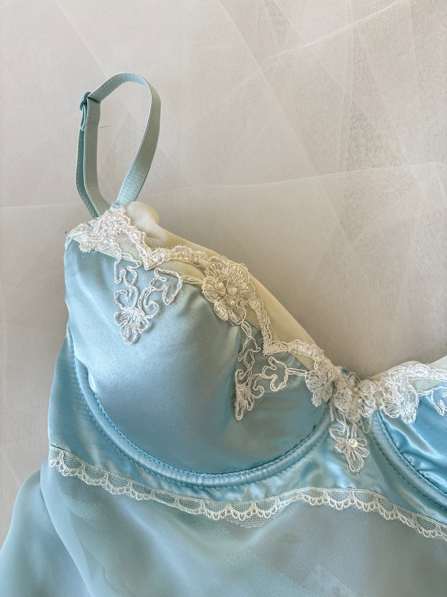 Vintage Aquamarine Babydoll Sheer Lingerie Dress (Extra Large)