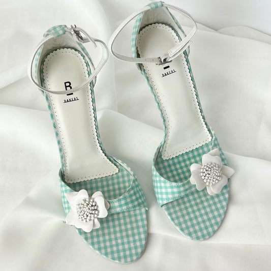 Vintage Gingham Mint Green Heels (8)