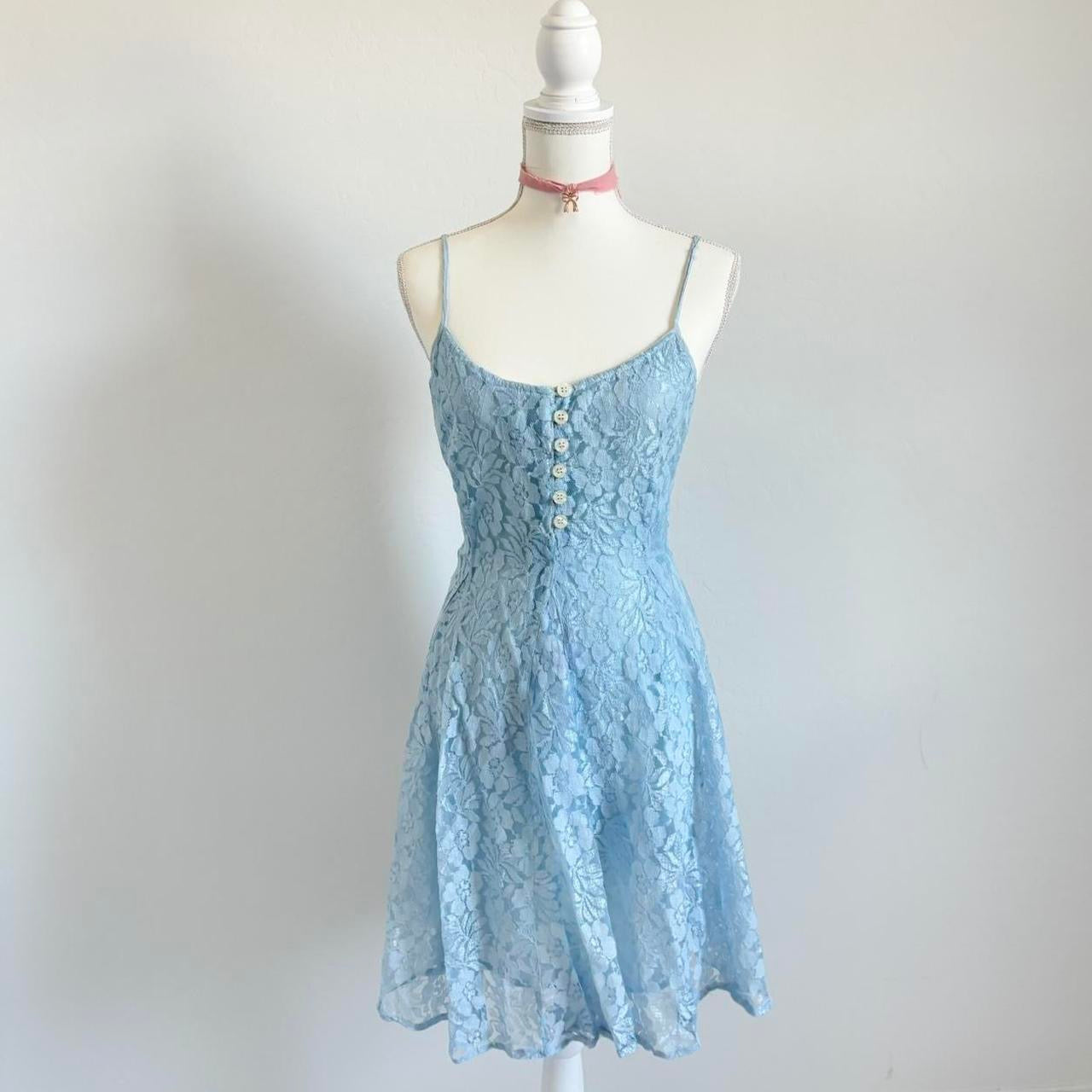 Vintage 60’s Babydoll Pastel Blue Mini Dress (Large)