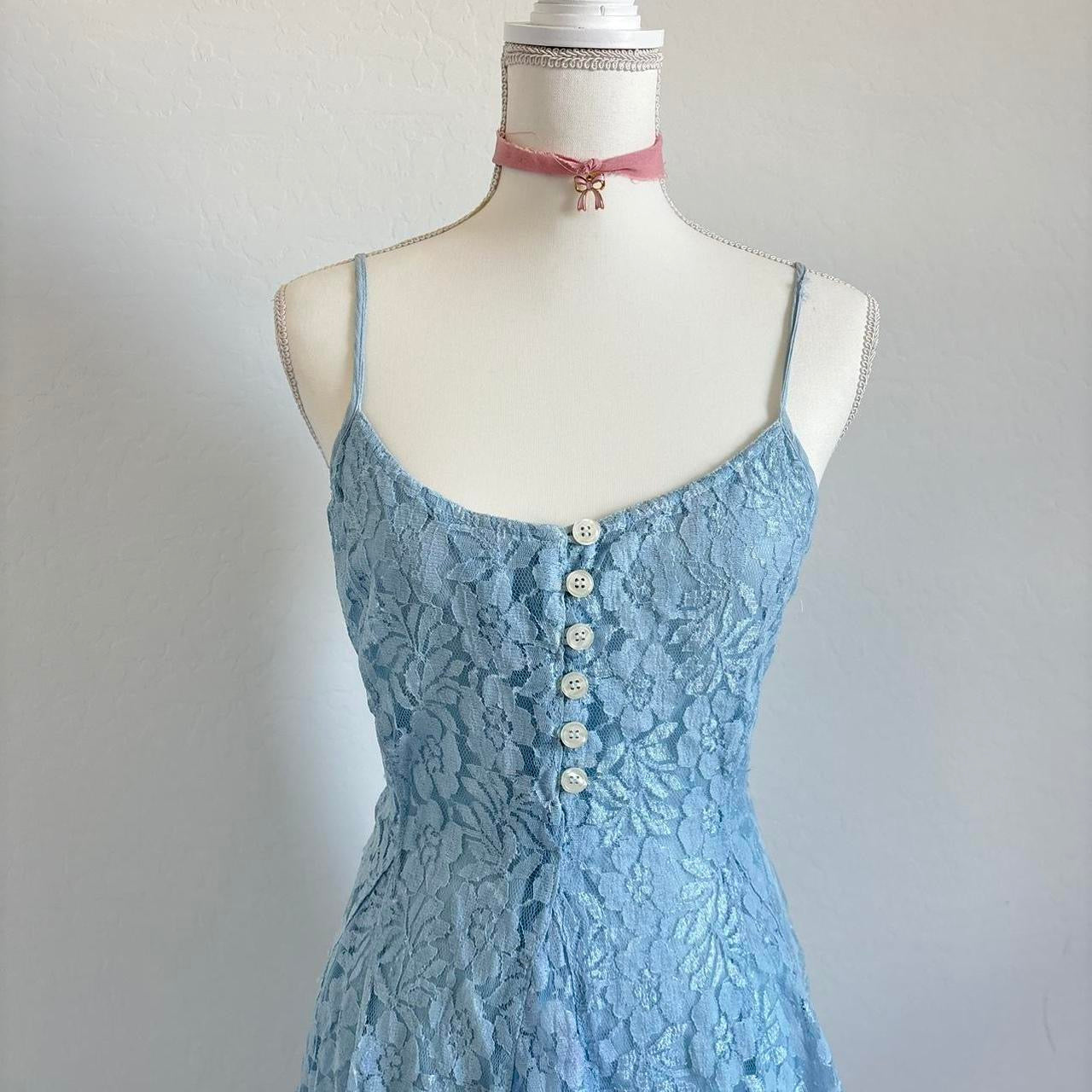 Vintage 60’s Babydoll Pastel Blue Mini Dress (Large)