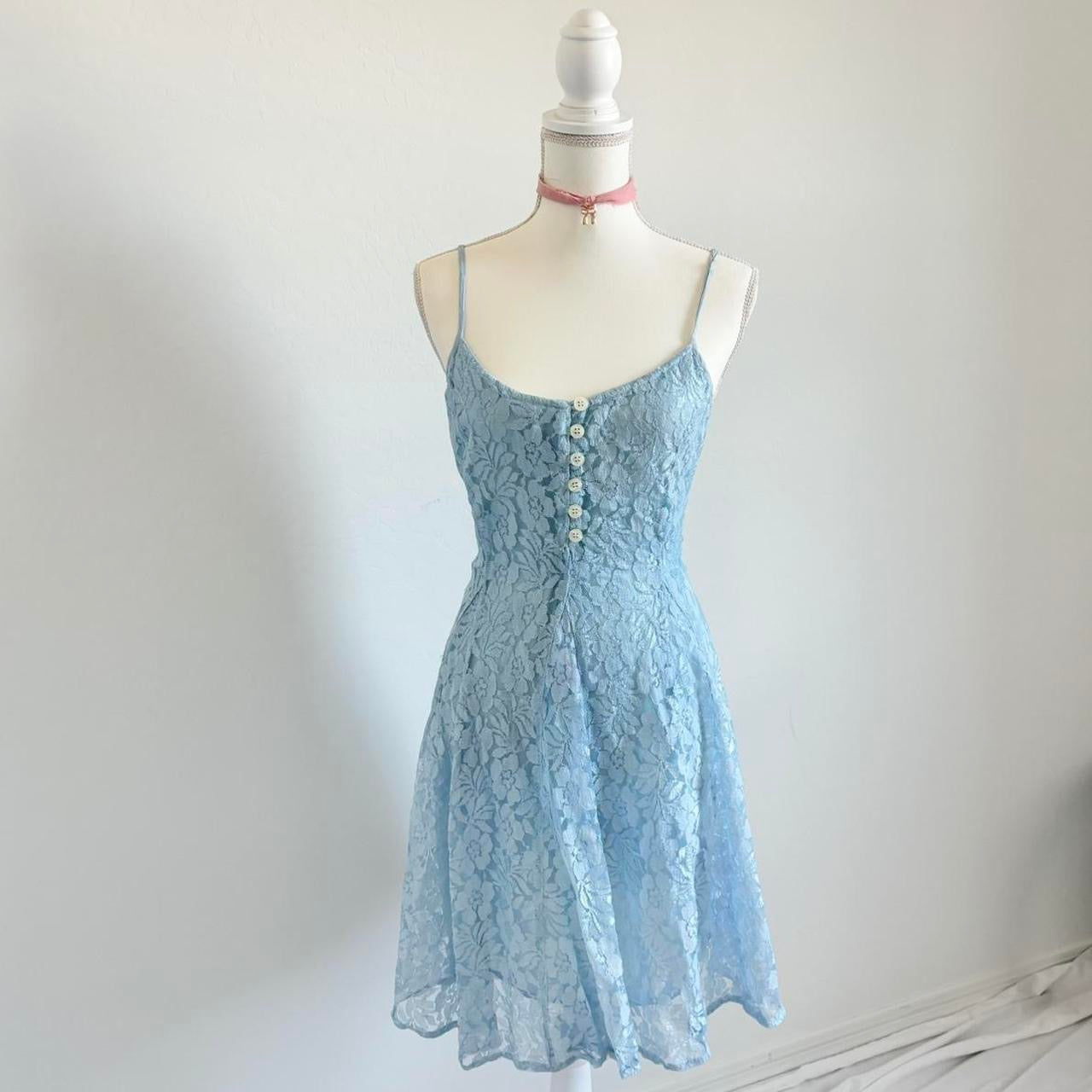 Vintage 60’s Babydoll Pastel Blue Mini Dress (Large)