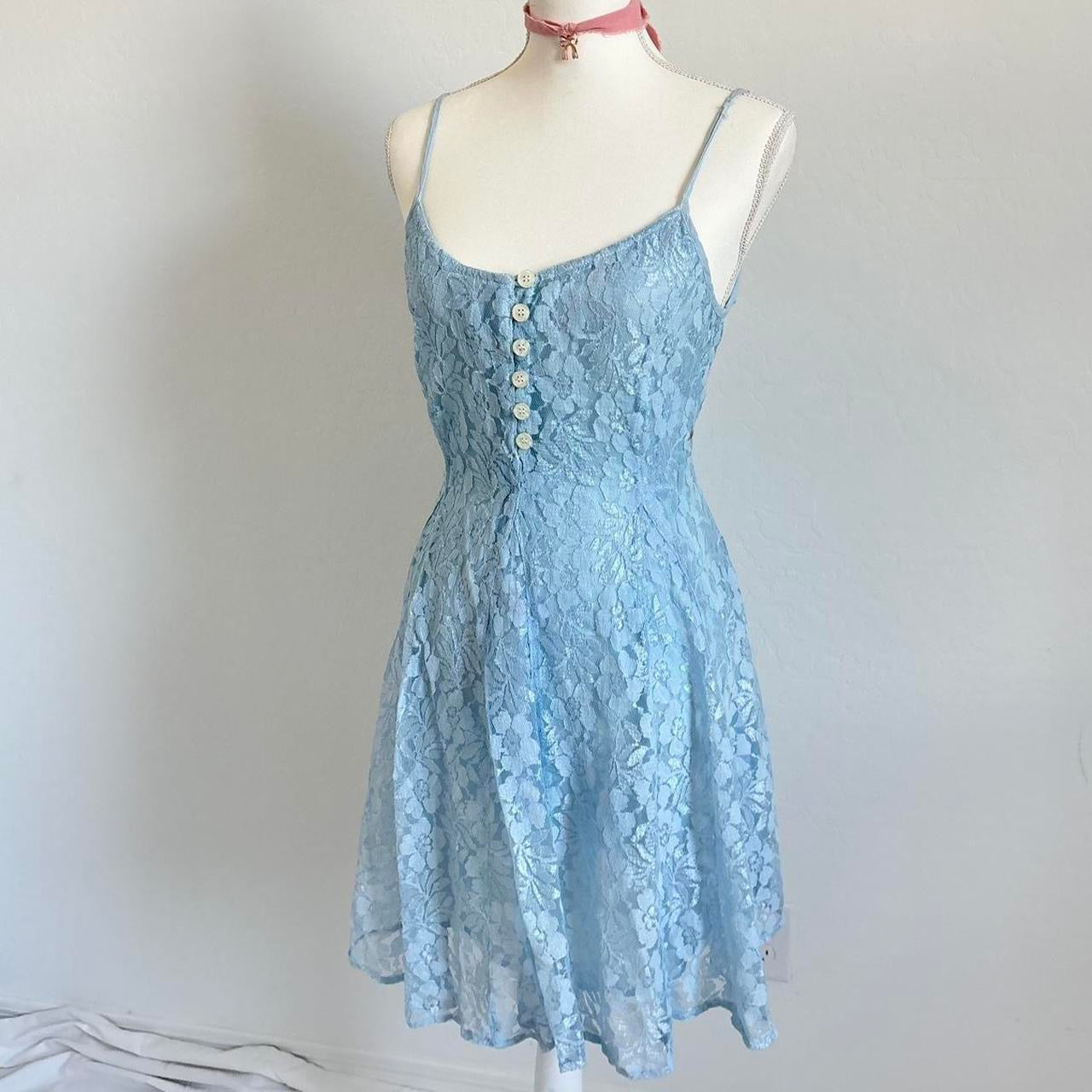 Vintage 60’s Babydoll Pastel Blue Mini Dress (Large)