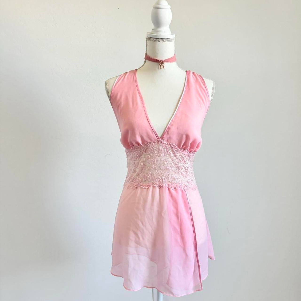 90’s Vintage Babydoll Pastel Pink Lingerie Dress (Extra Large)