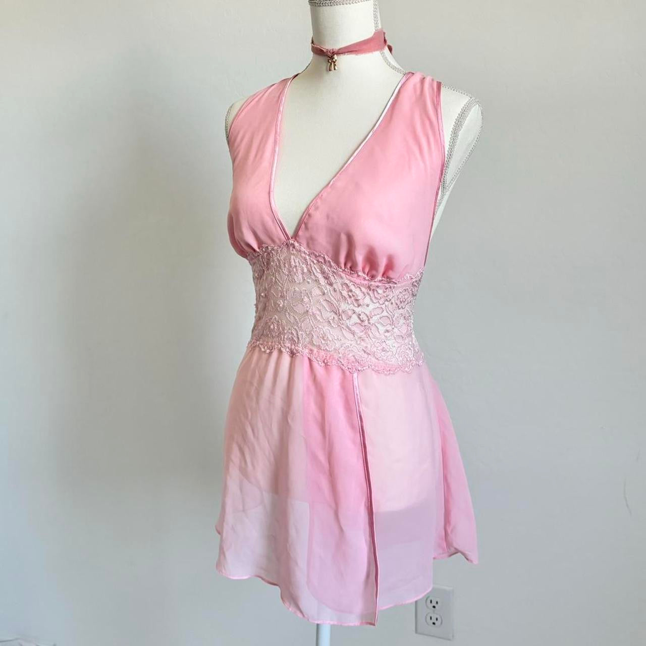 90’s Vintage Babydoll Pastel Pink Lingerie Dress (Extra Large)