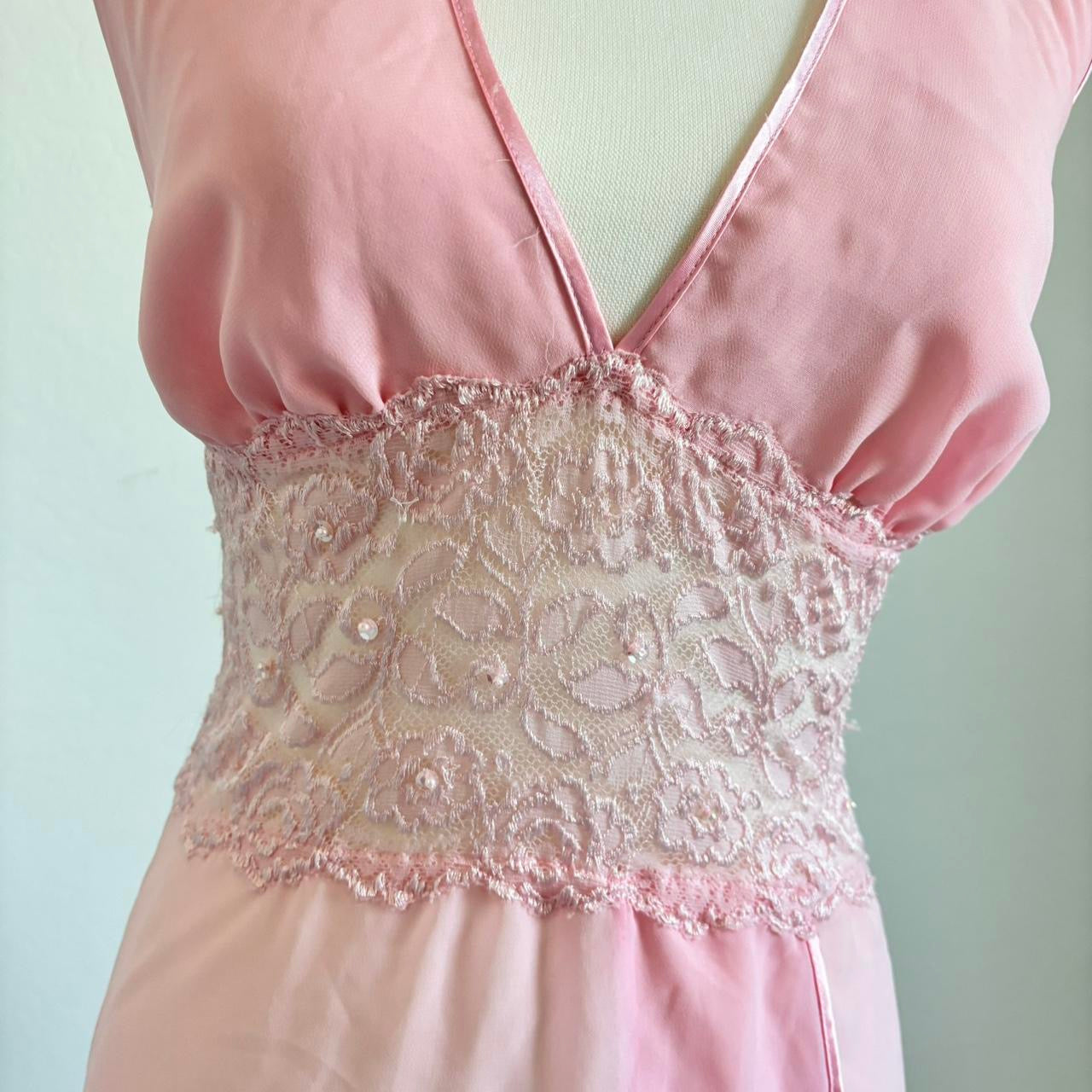 90’s Vintage Babydoll Pastel Pink Lingerie Dress (Extra Large)