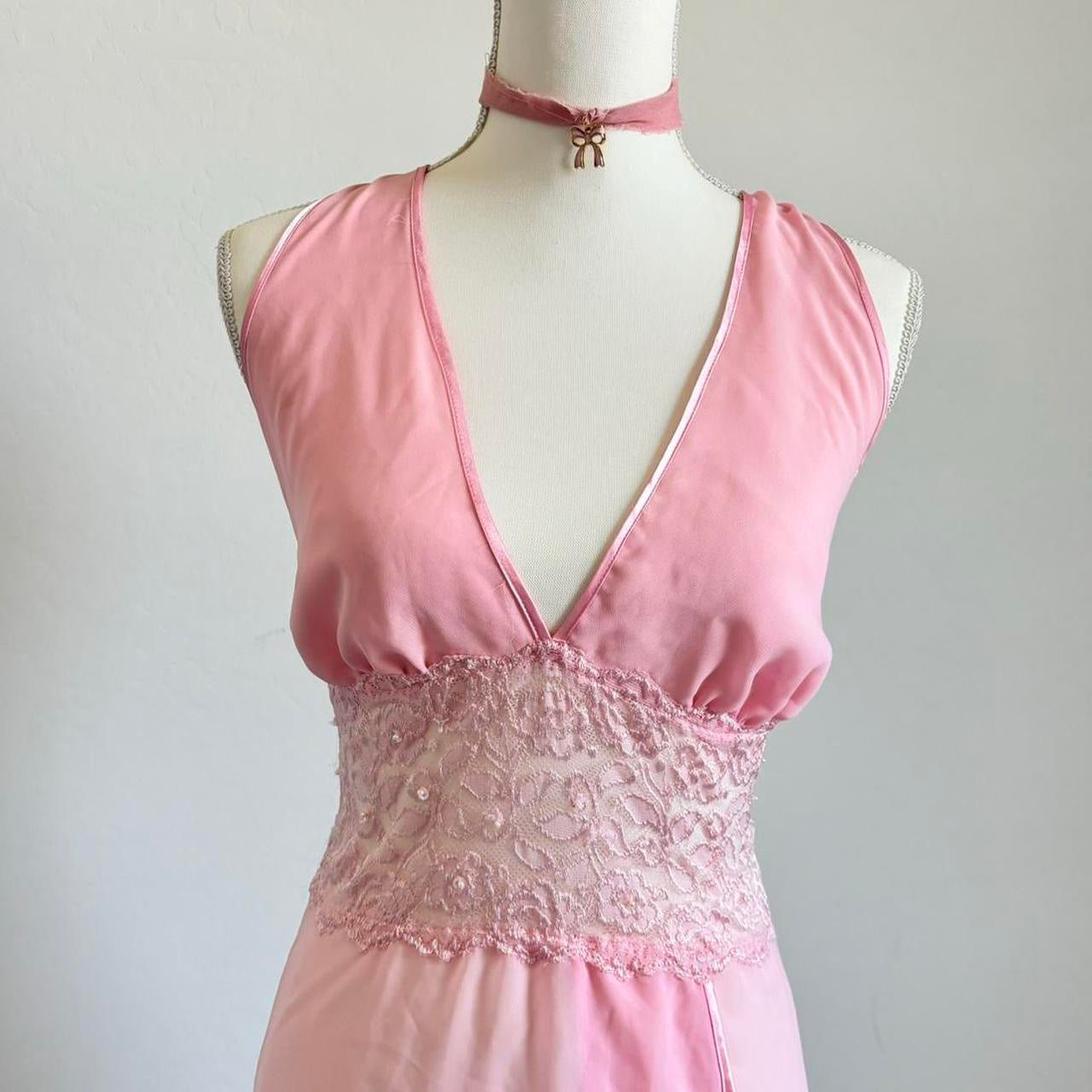 90’s Vintage Babydoll Pastel Pink Lingerie Dress (Extra Large)