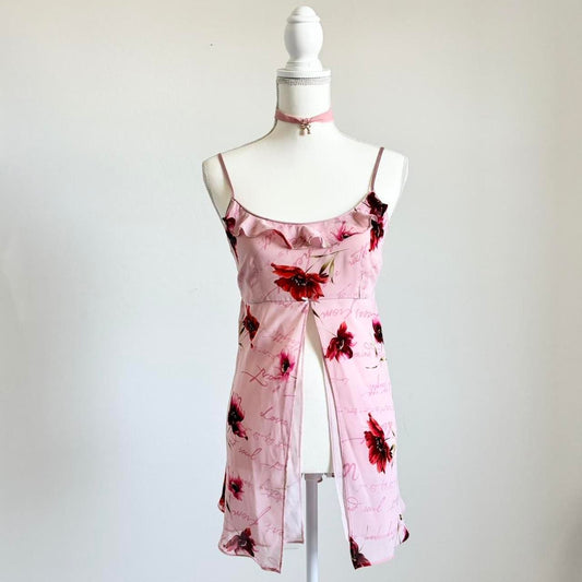 90’s Floral Fly-Away Lingerie Slip Dress (Small)