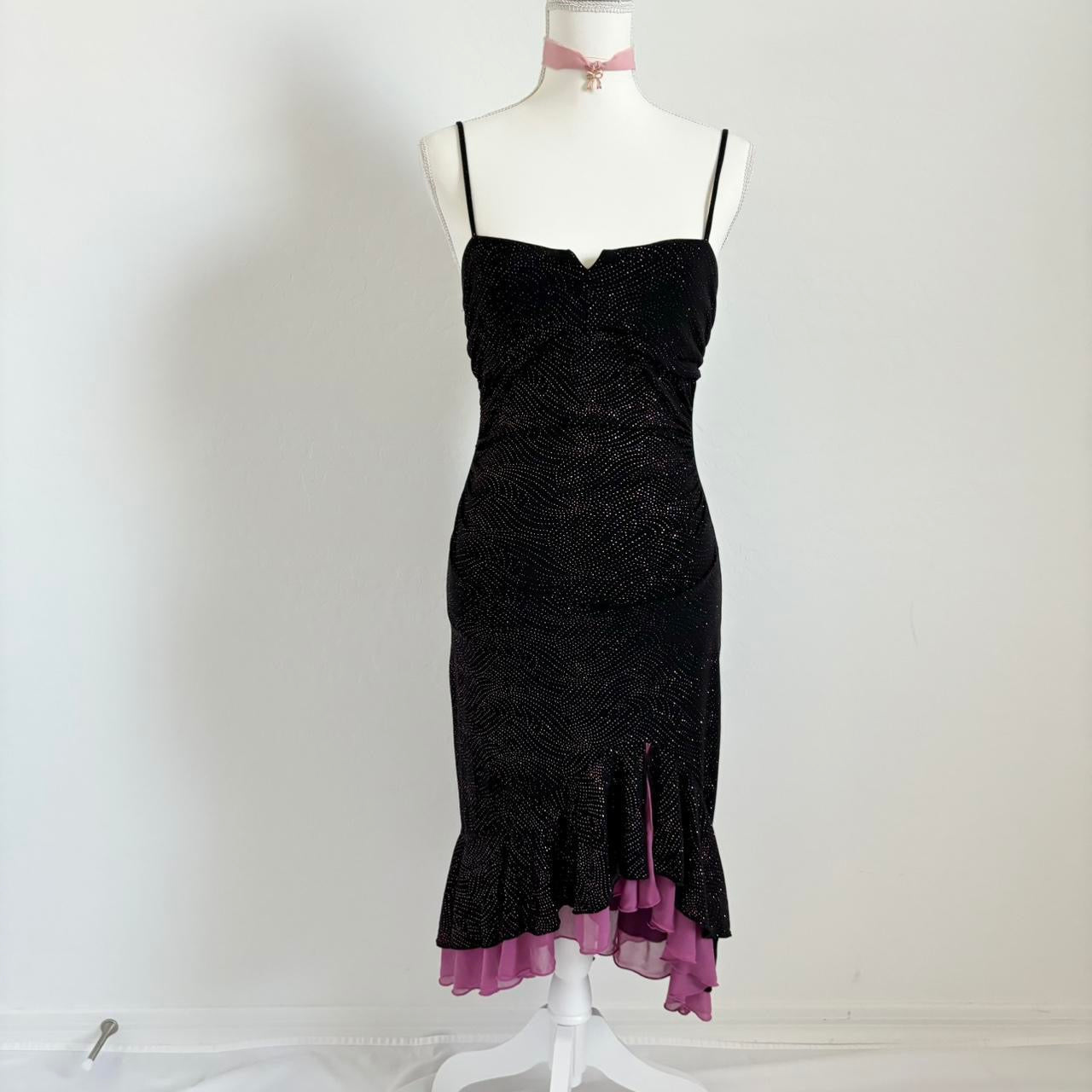 Sparkly Asymmetrical Ruffle Vintage 90’s Dress (Small)