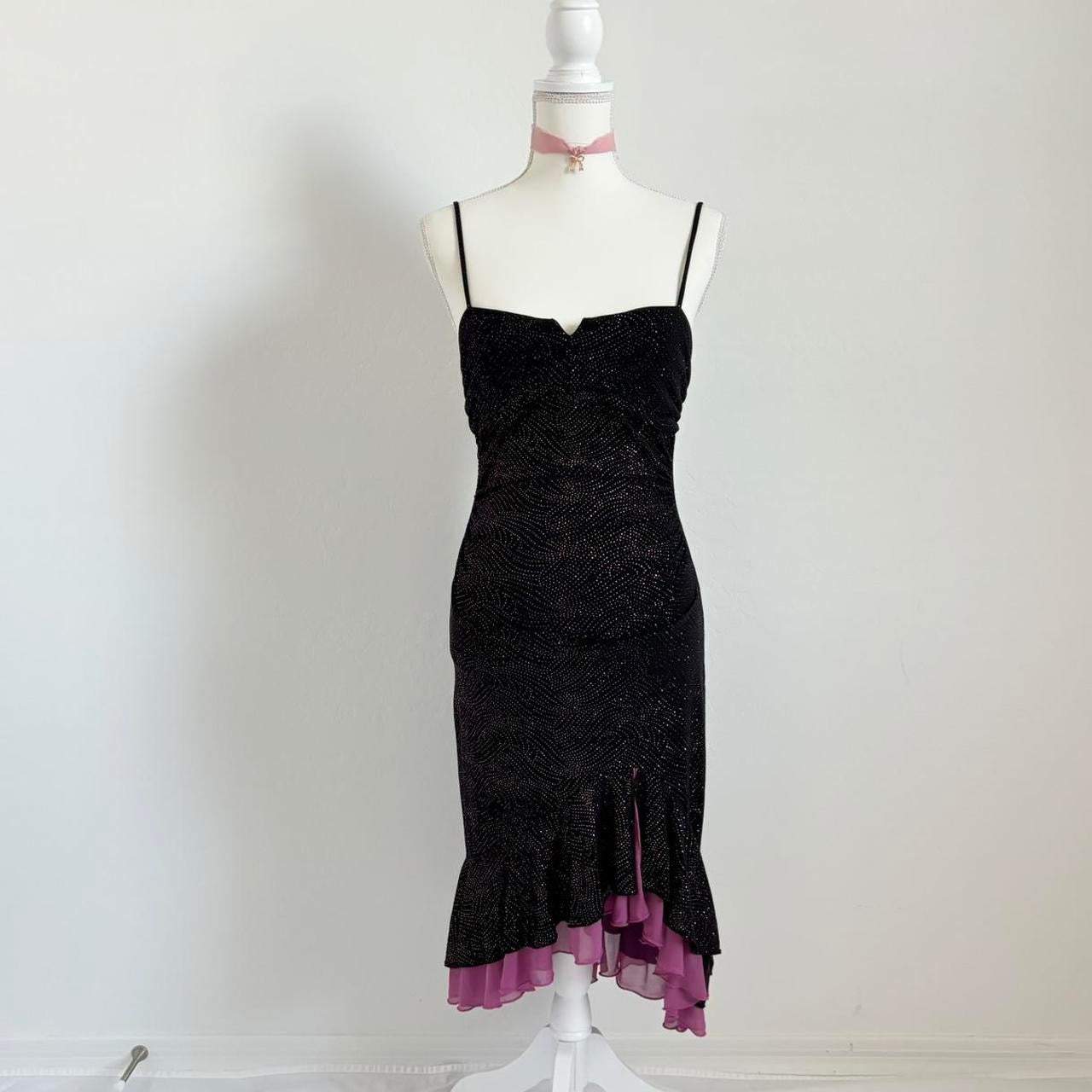 Sparkly Asymmetrical Ruffle Vintage 90’s Dress (Small)