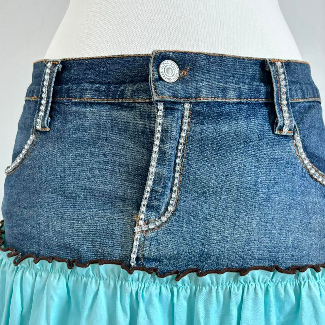 Ruffle Vintage Denim Y2K Skirt (Medium)