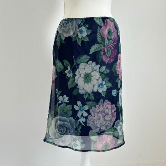 Grunge Floral Chiffon Skirt (Medium)