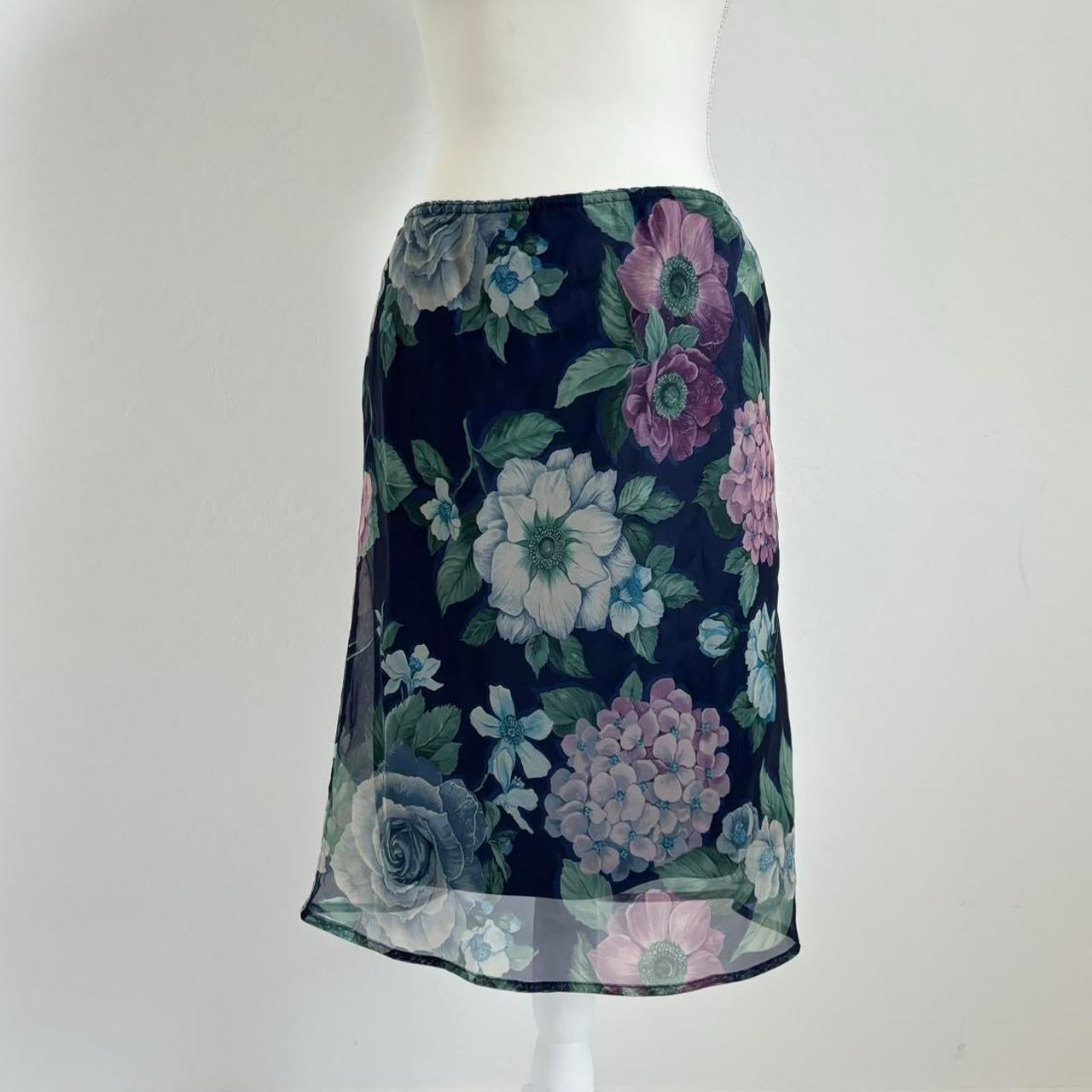 Grunge Floral Chiffon Skirt (Medium)