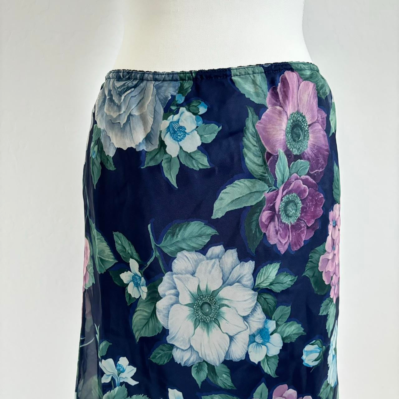 Grunge Floral Chiffon Skirt (Medium)