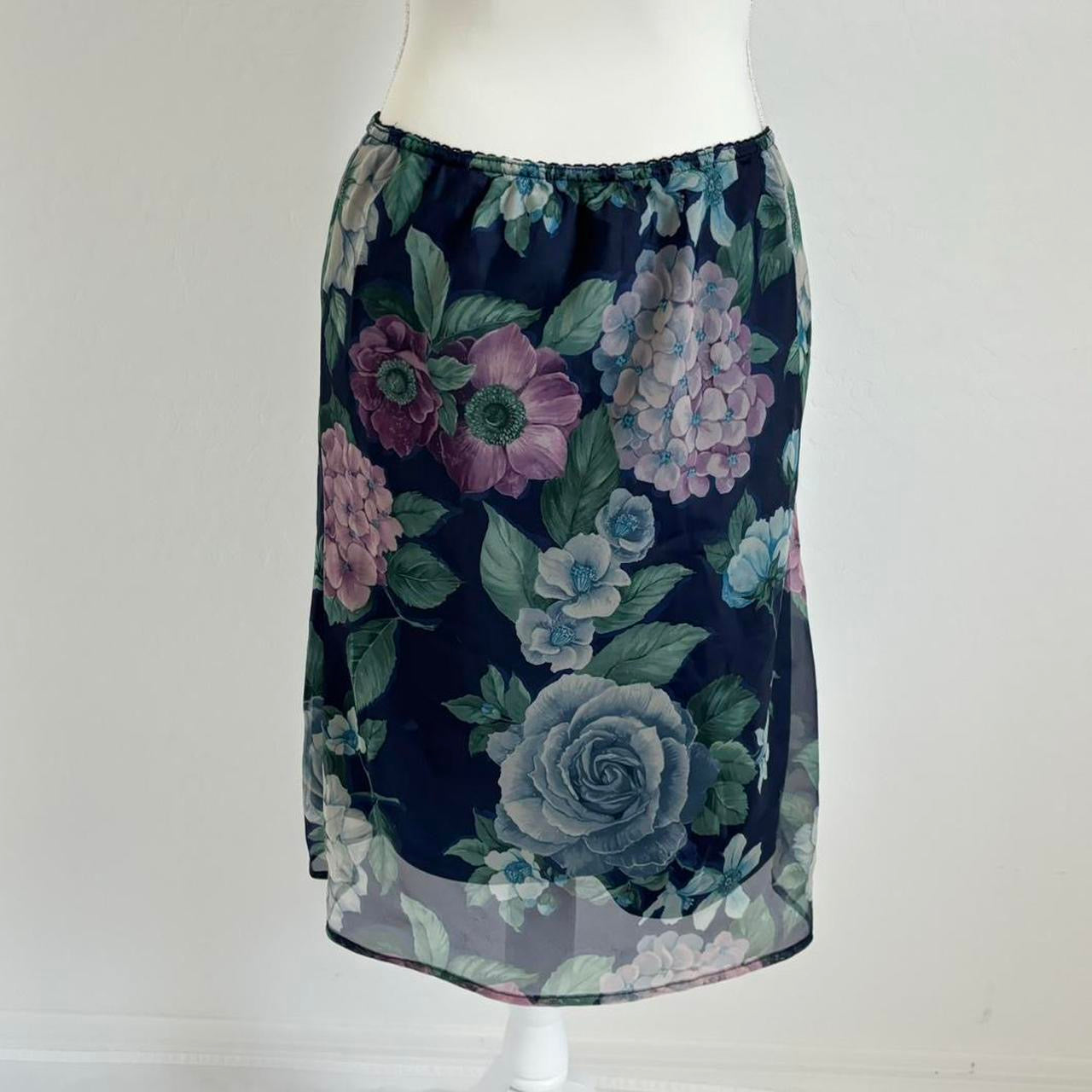 Grunge Floral Chiffon Skirt (Medium)