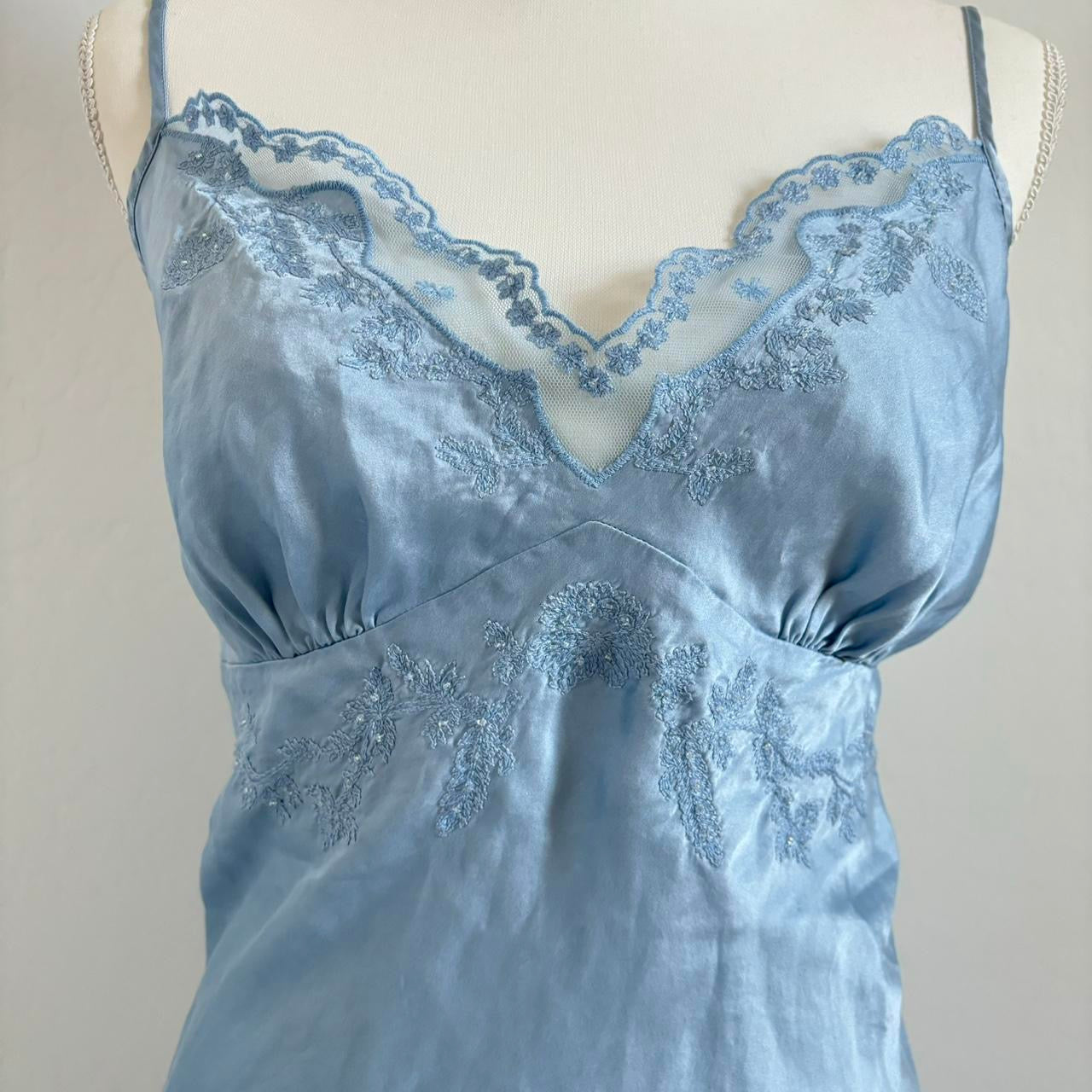 Silk Pastel Blue Camisole Vintage Top (Extra Large)