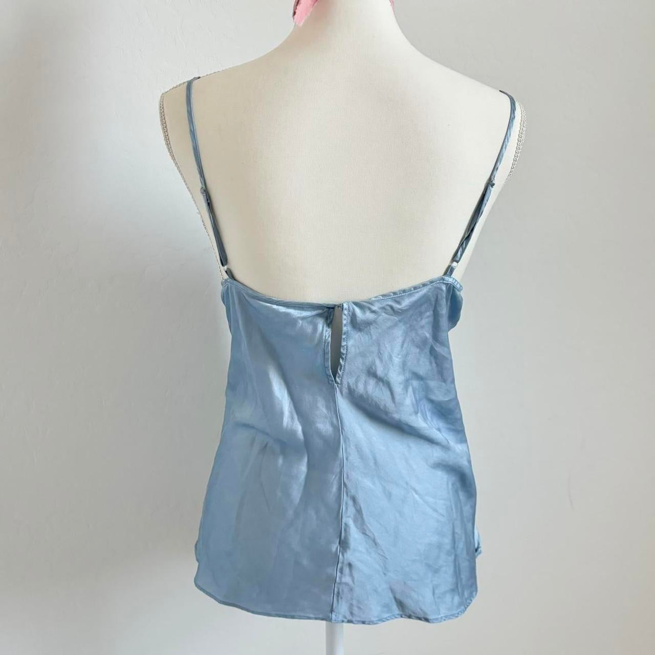 Silk Pastel Blue Camisole Vintage Top (Extra Large)