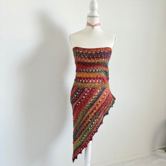 Crochet Knit Midi Handmade Dress (Medium)