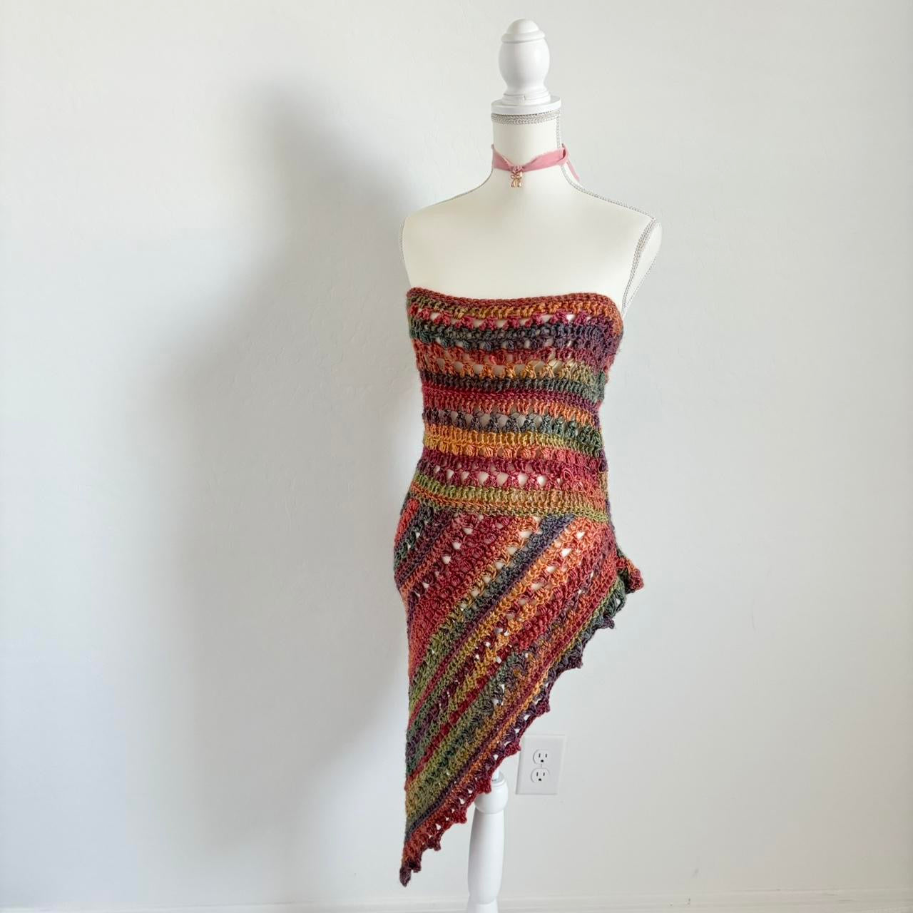 Crochet Knit Midi Handmade Dress (Medium)