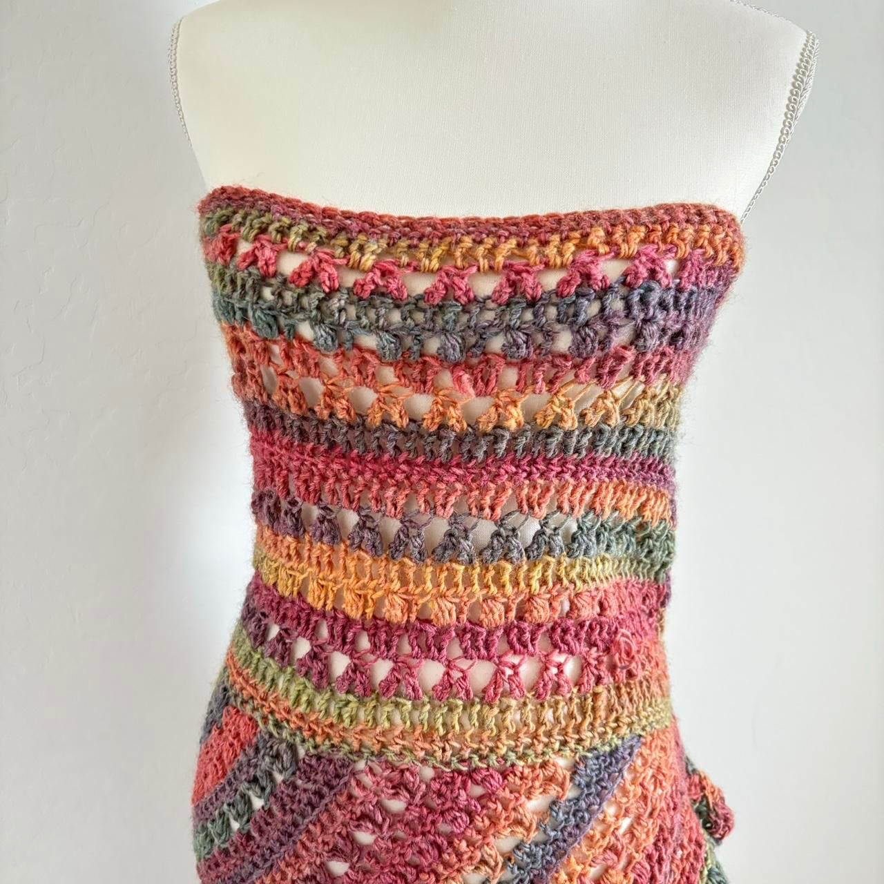 Crochet Knit Midi Handmade Dress (Medium)