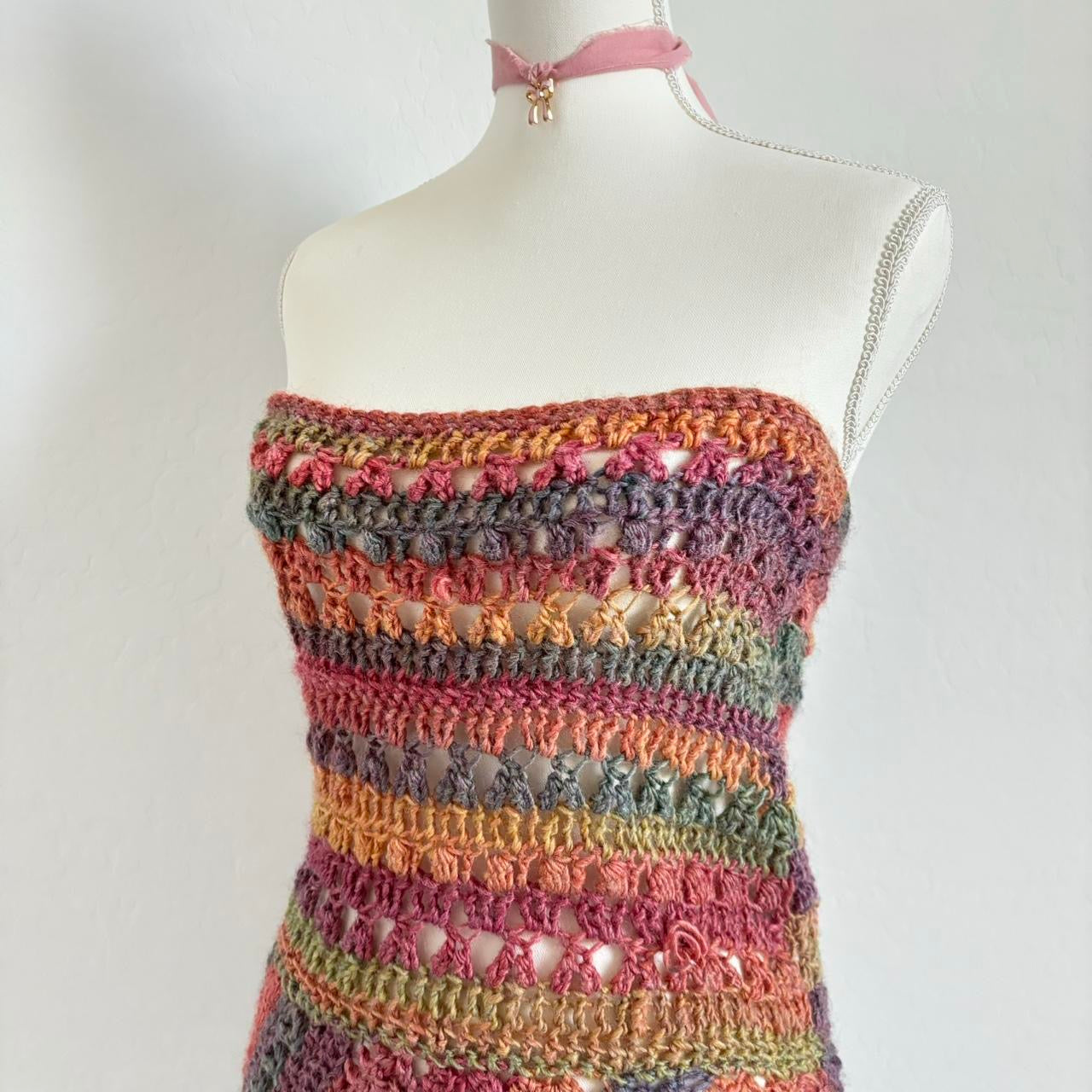 Crochet Knit Midi Handmade Dress (Medium)